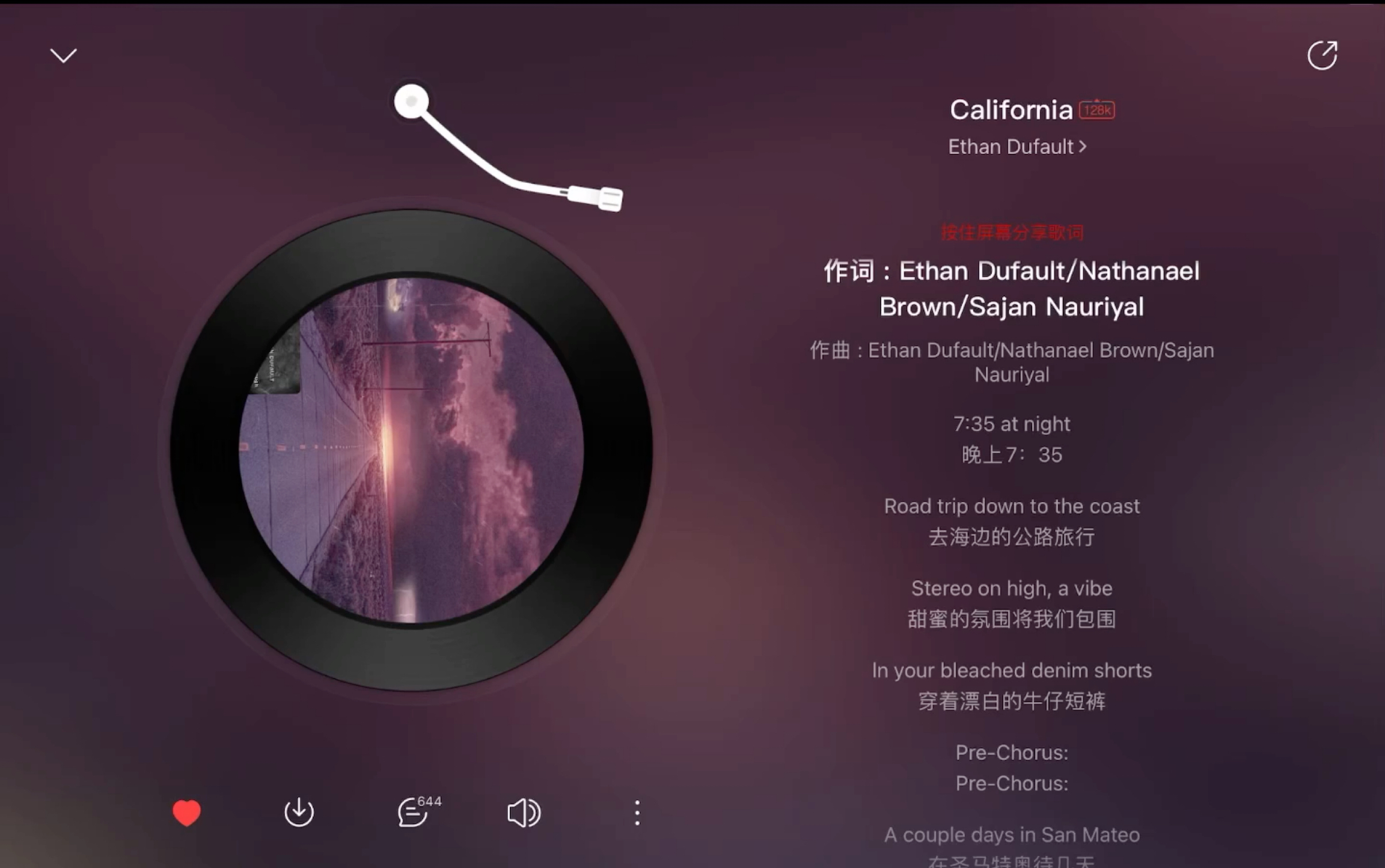 [图]日推小众歌曲分享｜《California》 by Ethan Dufault