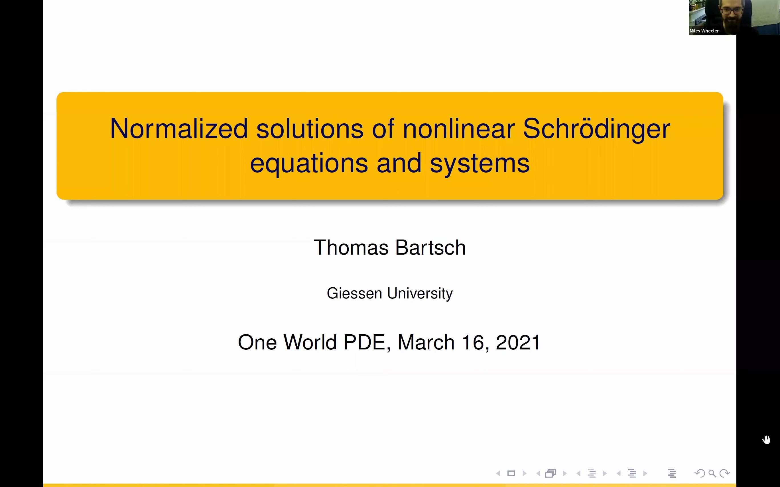 Thomas Bartsch:L^2 Normalized solutions of nonlinear Schr㶮Šdinger equations哔哩哔哩bilibili