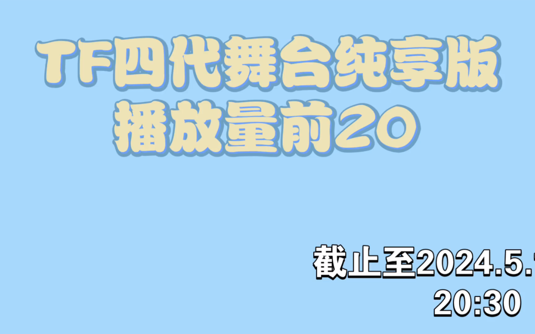 [图]TF家族四代舞台播放量前20（立夏到24年新年音乐会）