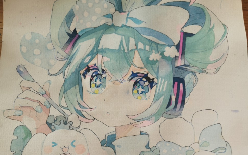 水彩临摹一只miku