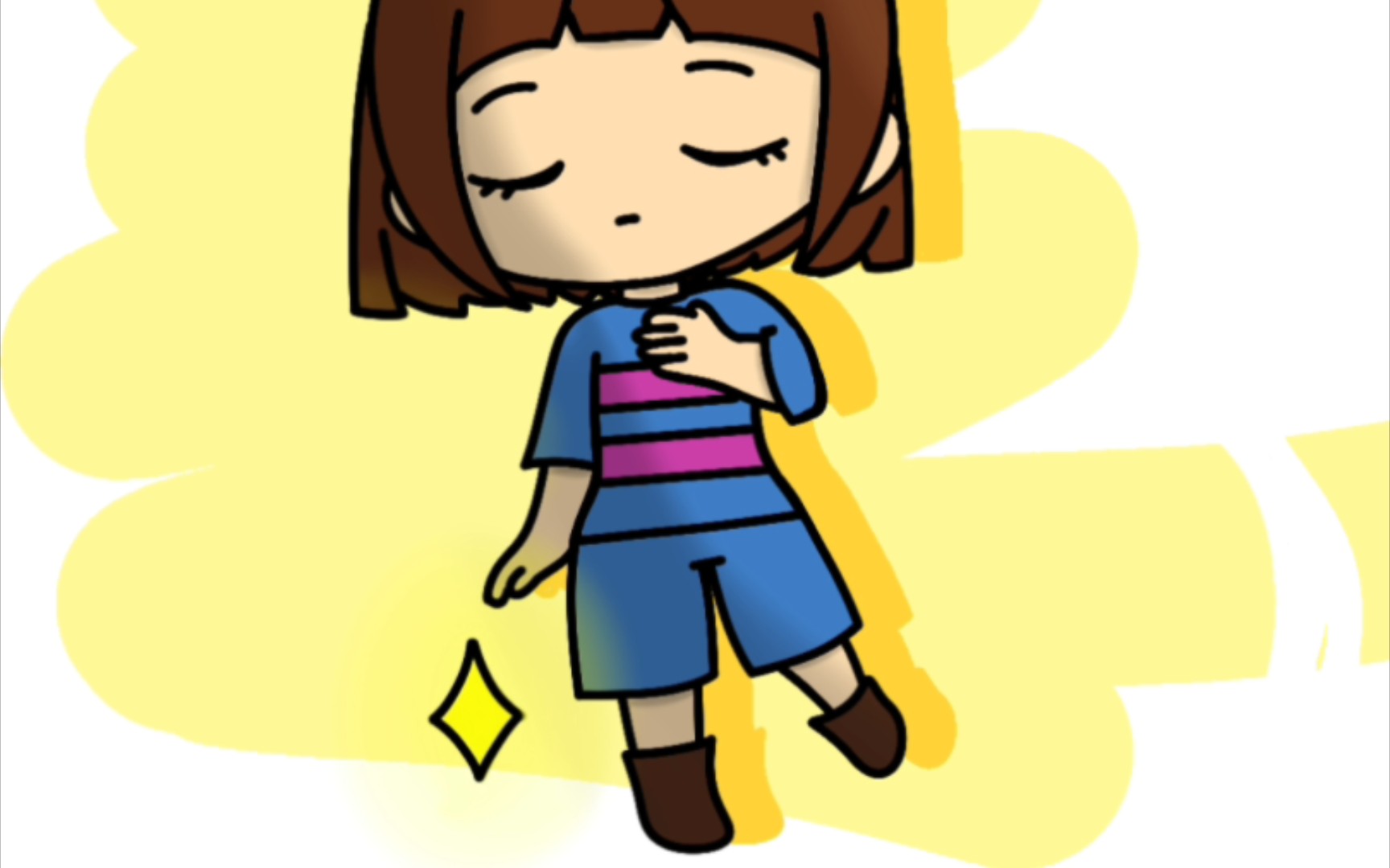 一只小frisk的绘画过程