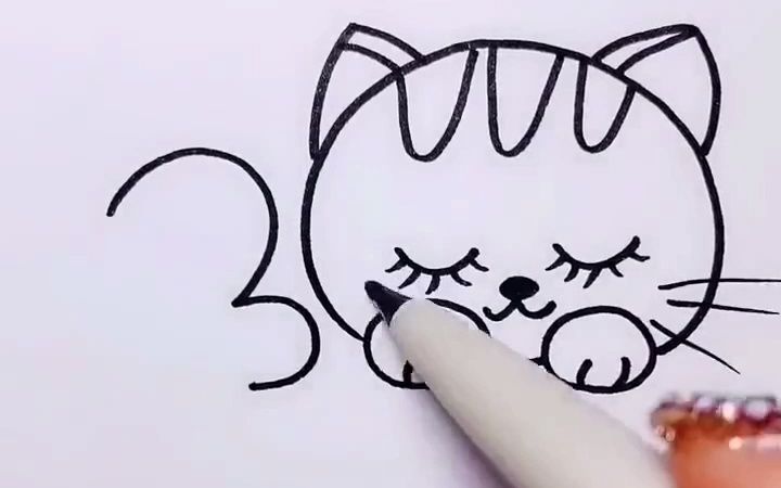 【简笔画】小猫咪的迷惑睡姿哔哩哔哩bilibili