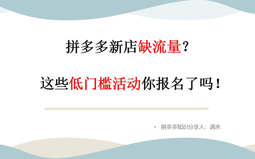 拼多多新店没有流量没有访客,这些低门槛的活动你报名了吗?哔哩哔哩bilibili