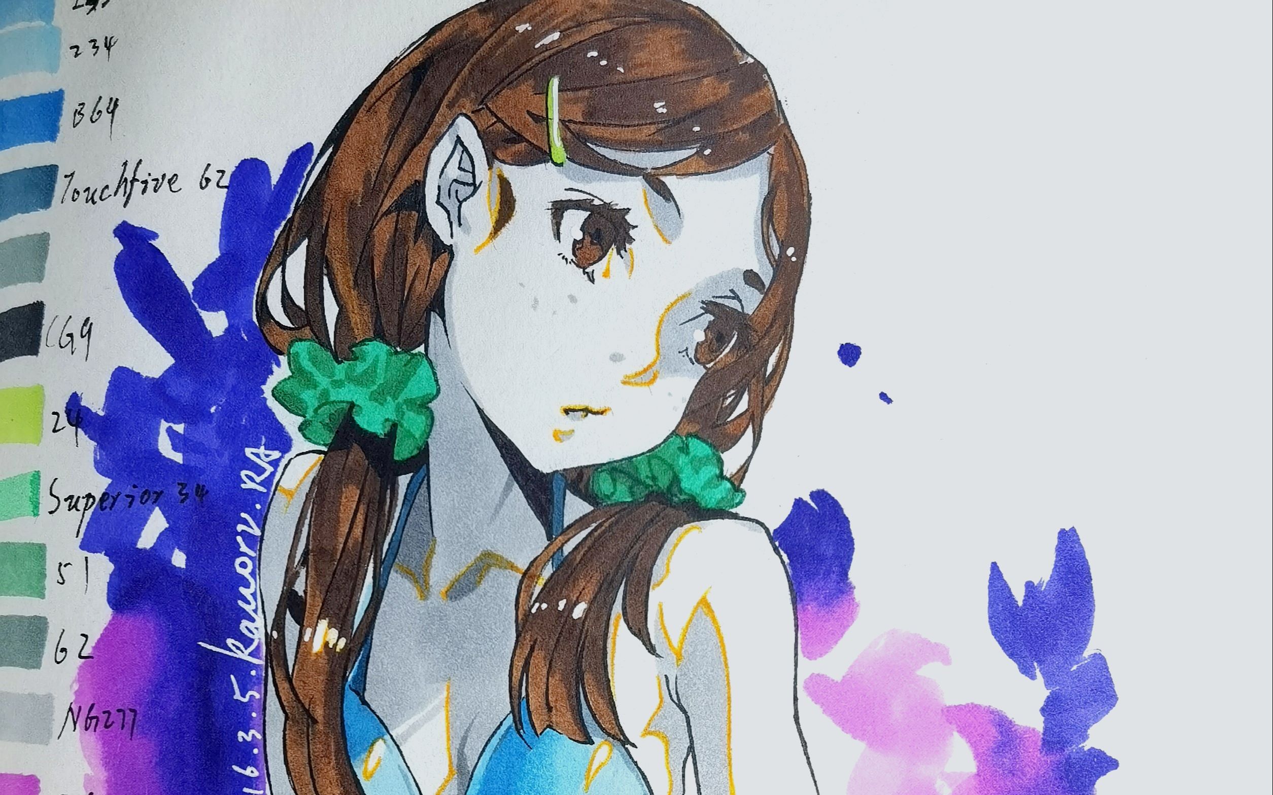 马克笔手绘蓝色的美好发现在蓝色的海边