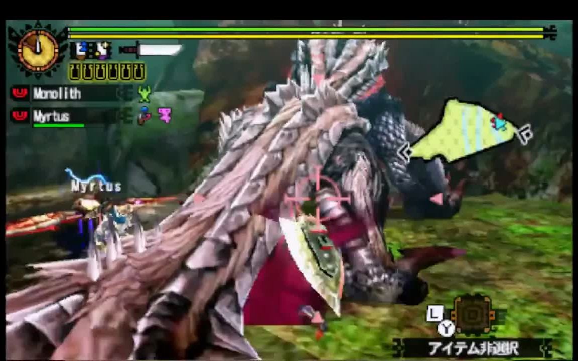 【转】【MH4G】03'18＂53 狱狼龙 生产盾斧 + 生产操虫棍 2pt 素材操虫棍 素材盾斧 Lv140 雷狼龙亚种 百四黑狗 棍子 虫棍 生产棍 素材棍