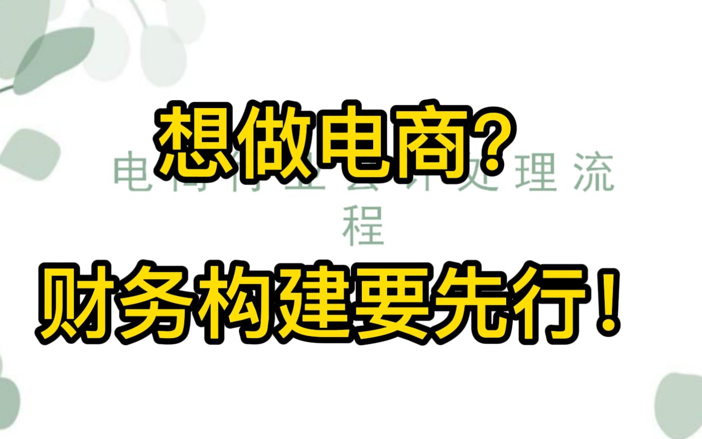 做电商,绝对不能忽视最开始财务体系的构建!坚实的财务架构绝对是电商做大做强的基础步骤!哔哩哔哩bilibili