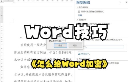 【Word技巧】一定要学!给文档加密起来,谁也不能修改!你明白了吗?哔哩哔哩bilibili