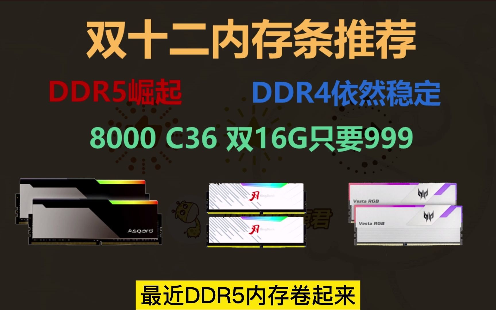 双十二内存条推荐,DDR4依然稳定,DDR5内存崛起,新卷王来临.哔哩哔哩bilibili