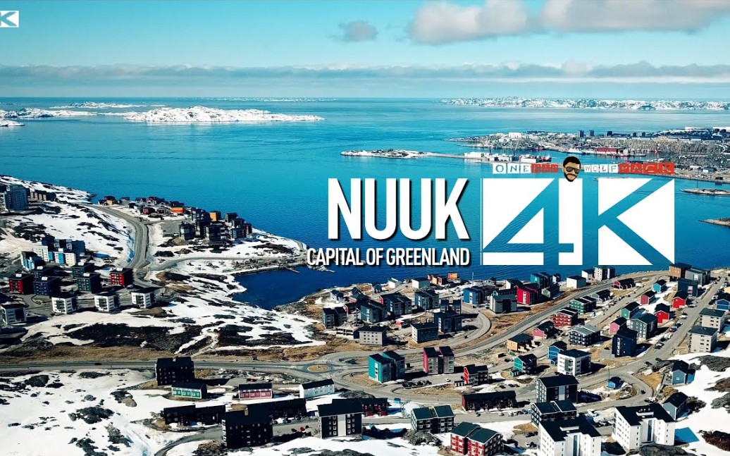 航拍格陵兰努克寒冷的北国秘境