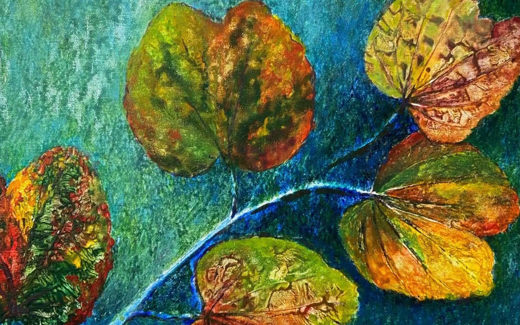 【水彩/丙烯】秋叶 -- 水彩和丙烯颜料混和使用