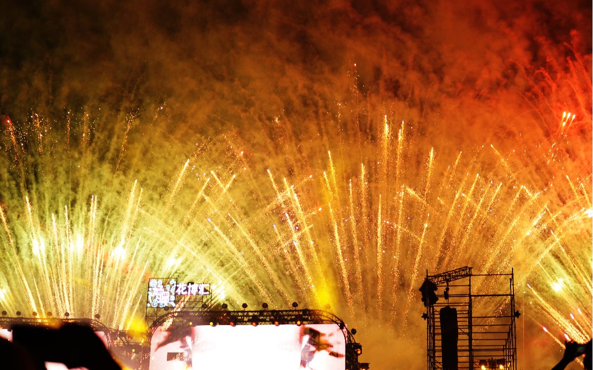 武汉花博汇的烟花真的好炫酷中秋国庆都有哦