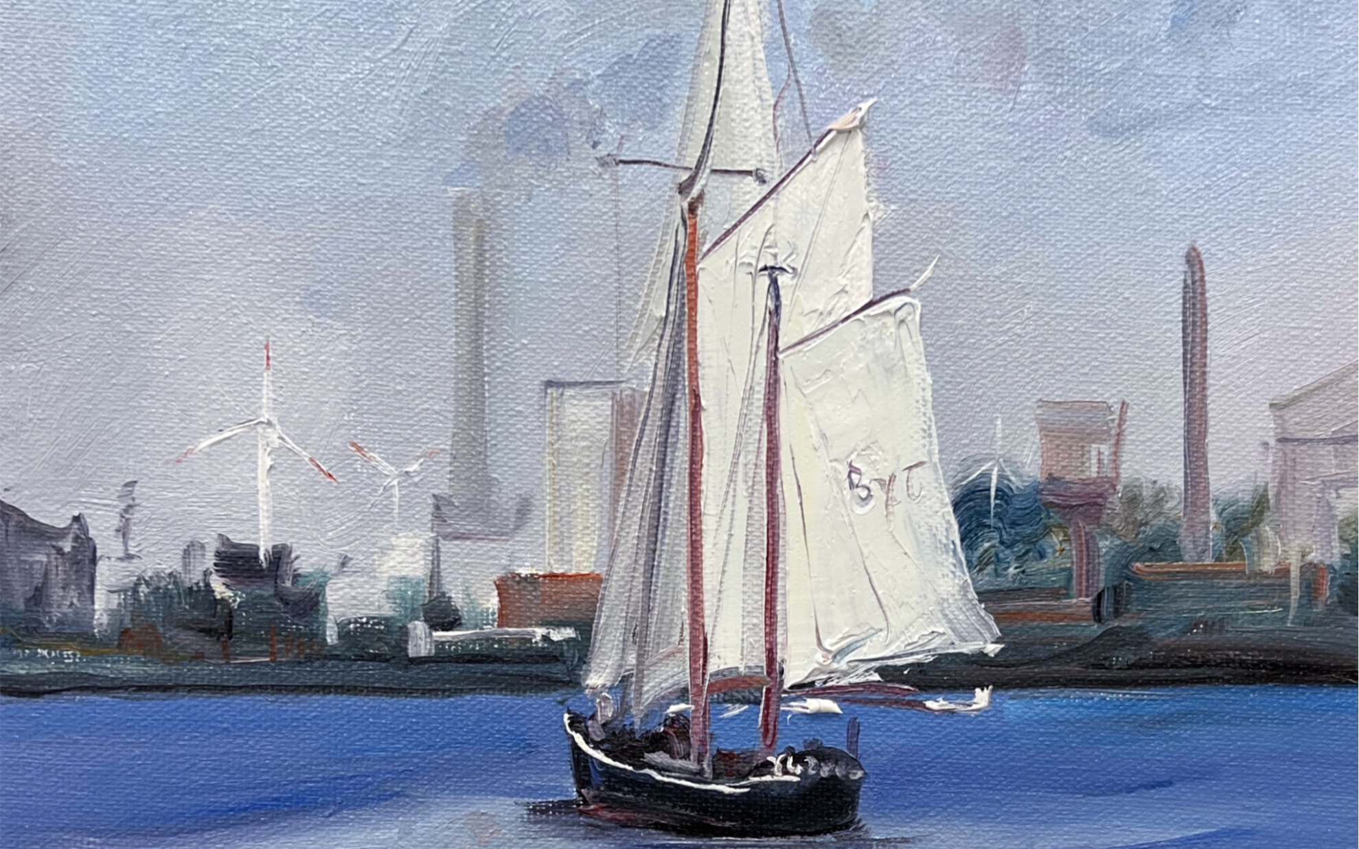 原创小油画《港口》想做一个世界的水手,游遍每一个港口