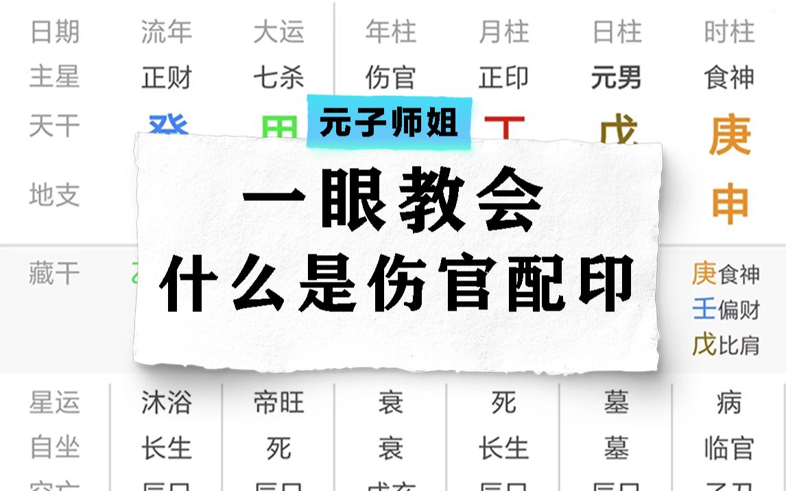 一眼教会什么是伤官配印,八字干货超详细,看到就是赚到!