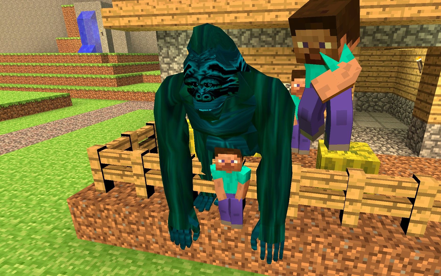 我的世界史蒂夫村子被大猩猩包围会发生什么