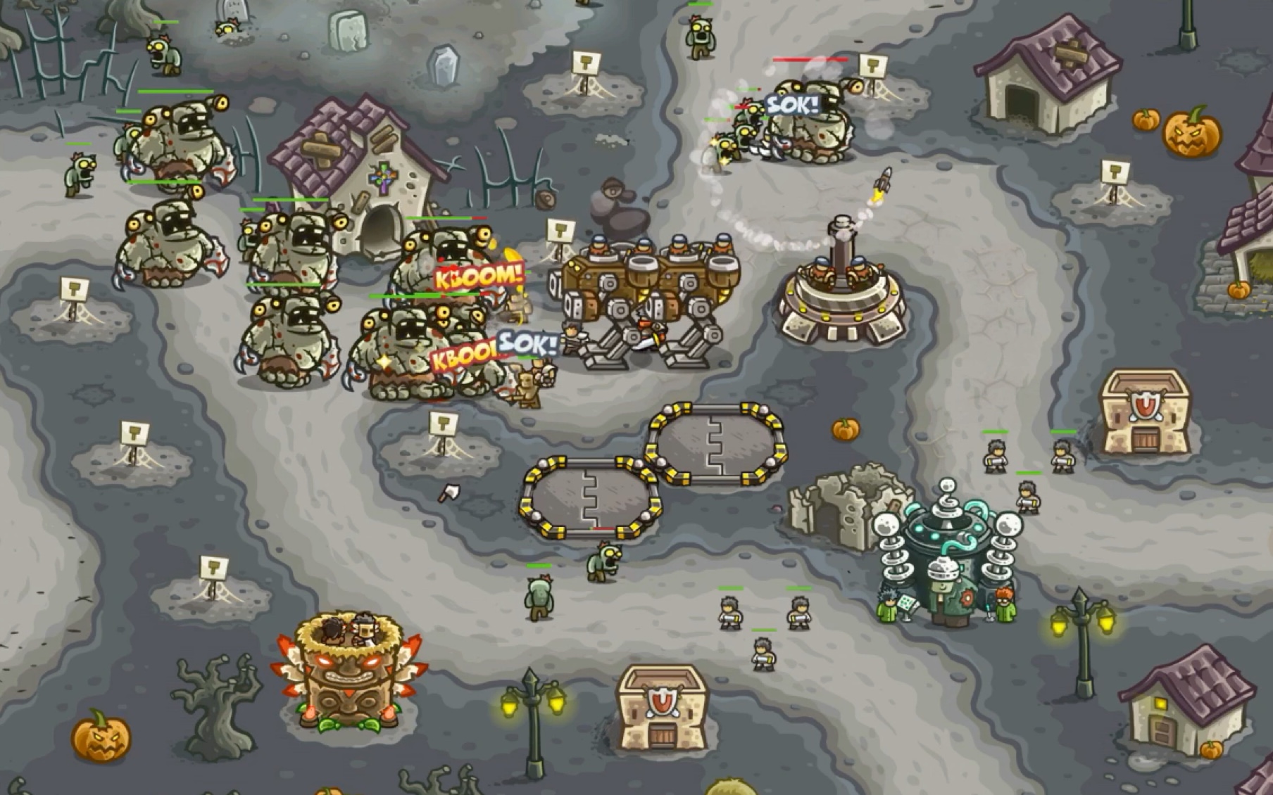 kingdomrush二代僵尸支线第一关英雄模式老兵难度