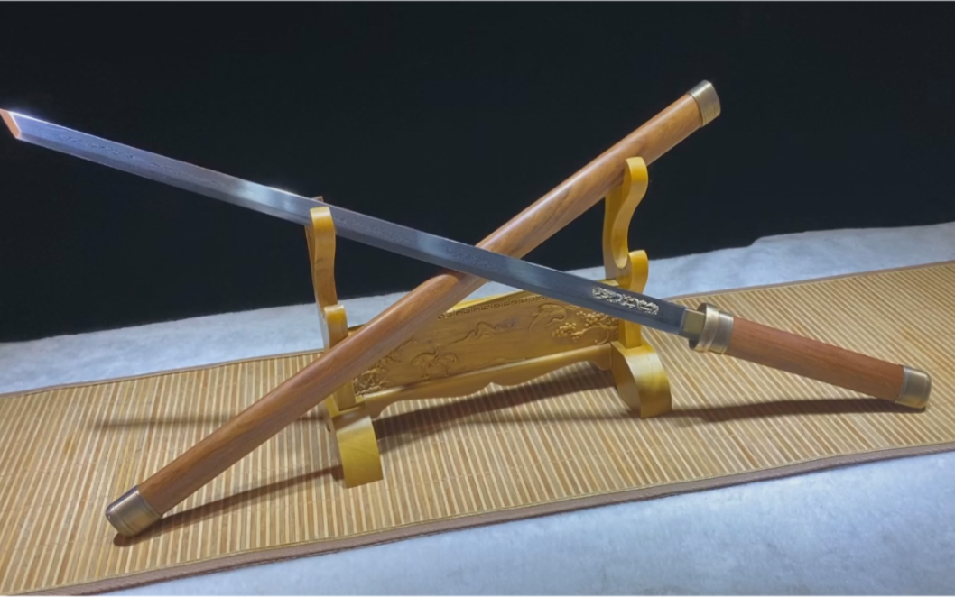 百炼花纹钢浮雕工艺铜装花梨木简装一体唐横刀唐刀