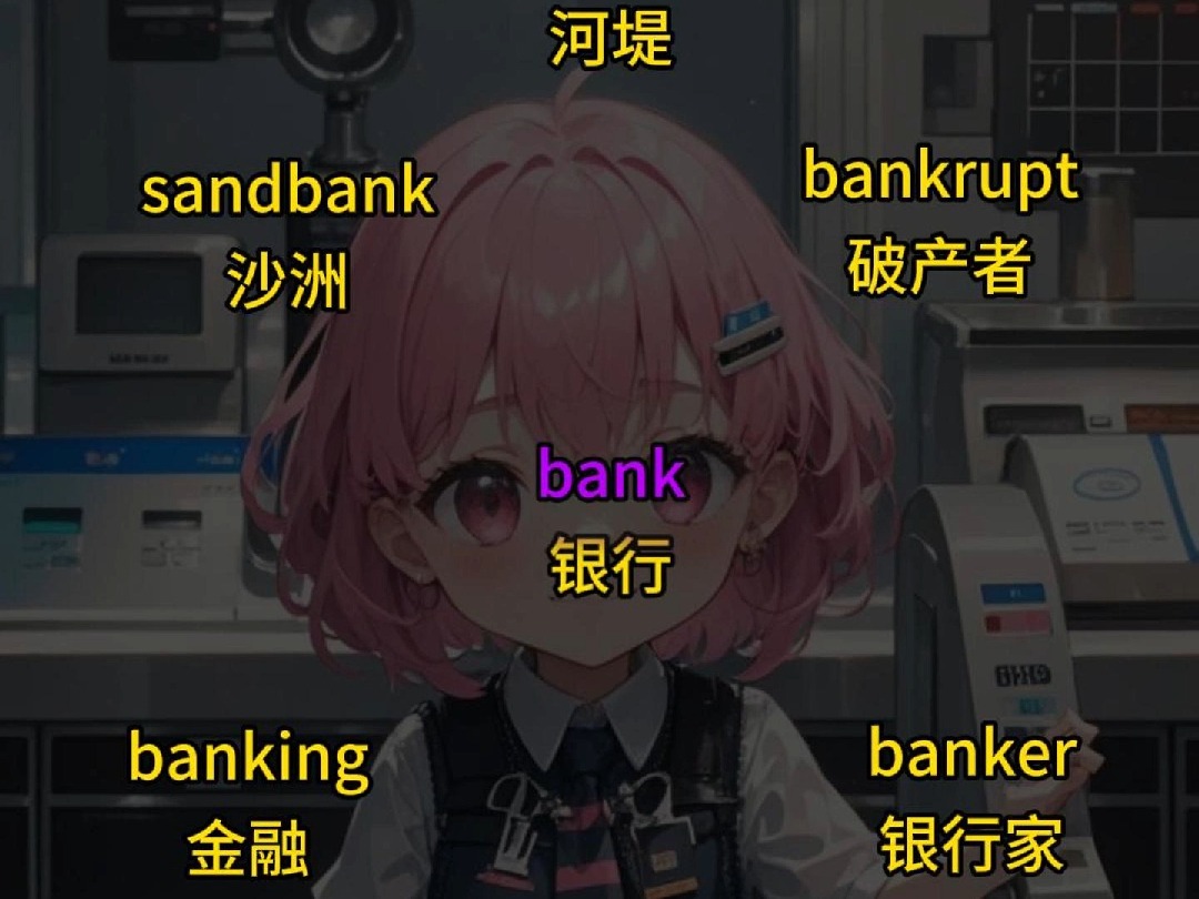 每日英语单词速记𐟓•今日词根 bank 银行哔哩哔哩bilibili