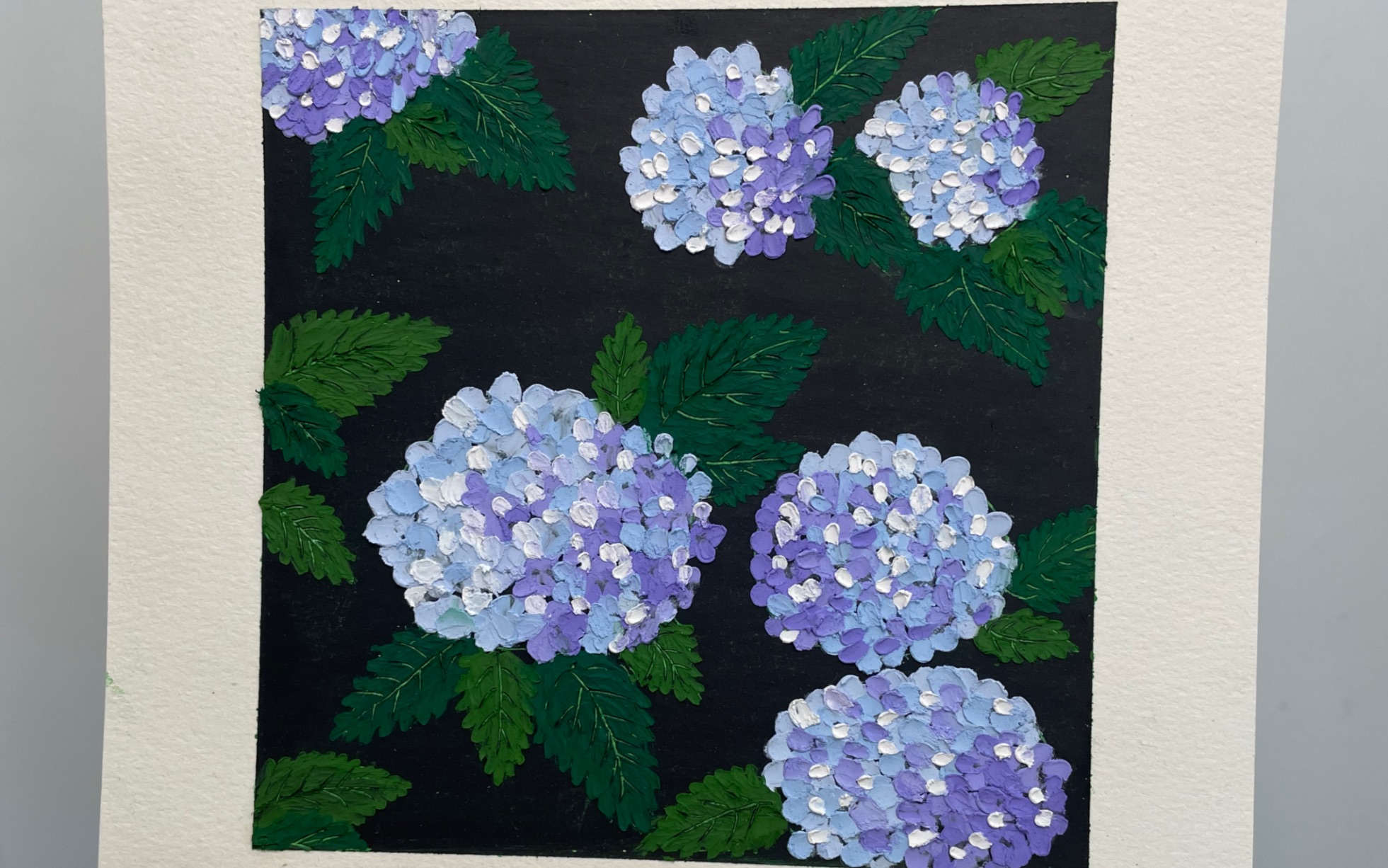 绣球花油画棒画来咯