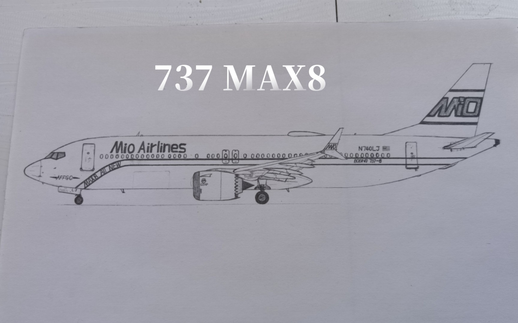 手绘 波音737max8 客户:澪酱航空 n740lj 原创