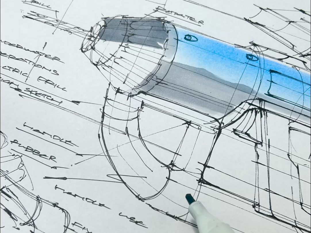 沉浸式体验 工业设计手绘电钻设计 线稿篇哔哩哔哩bilibili