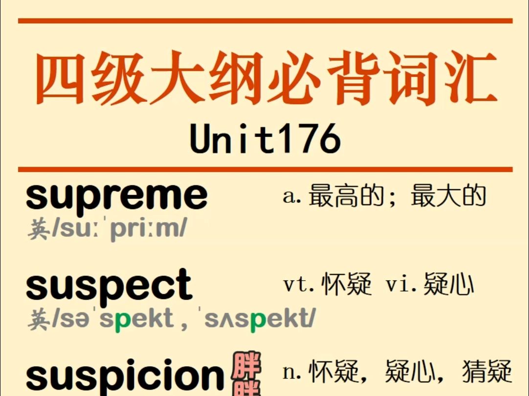 四级必背词汇supreme suspect suspicion sustain sympathetic sympathize哔哩哔哩bilibili