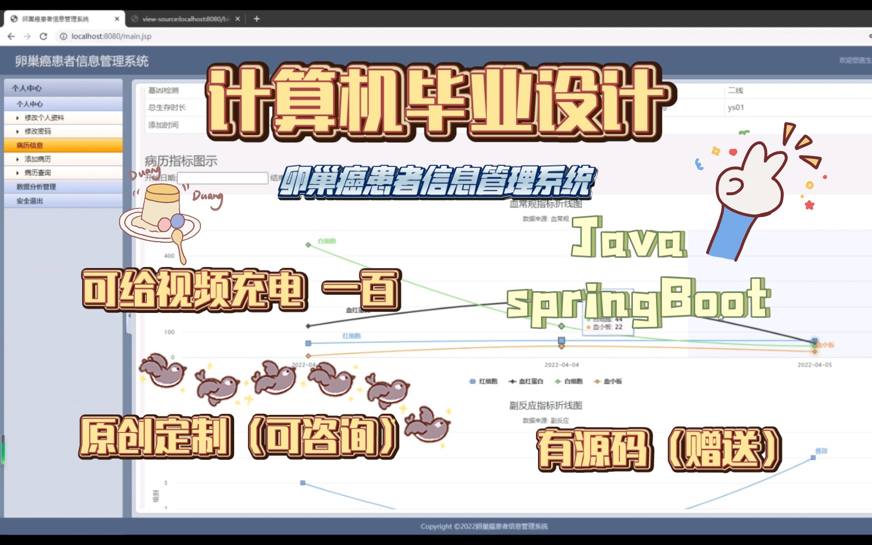 [计算机毕业设计Java语言]基于SpringBoot的卵巢癌患者信息管理系统,计算机毕设,计算机程序设计,计算机软件编程开发,学习资料教程视频,web网站...