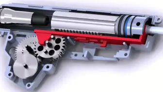 【欣赏】3号波箱aeg结构和工作原理 |  airsoft水弹发射器内部构造 | 3D动画 | 一般ak等发射器用