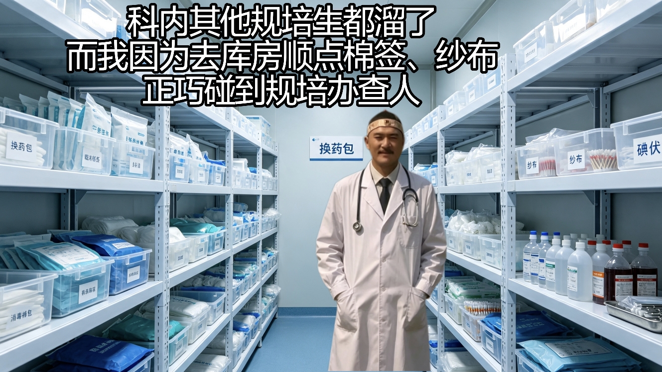 规培室友早溜了，我溜前顺棉签恰巧碰到查考勤