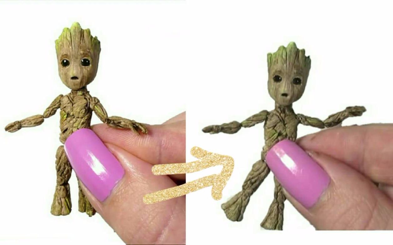 黏土教程银河护卫队scs制作关节可动的树人格鲁特手办