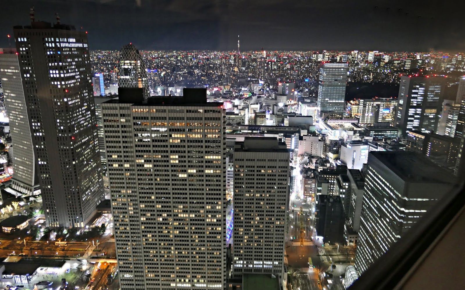 在东京都厅舍大楼观景台看东京城市夜景灯光