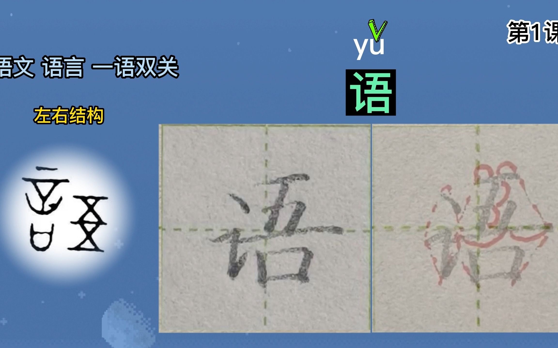 语字的田字格写法哔哩哔哩bilibili