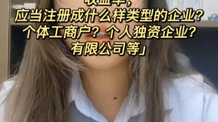 不同的类型,行业,投资规模,收益率,应当注册成什么样类型的企业?个体工商户?个人独资企业?有限公司等哔哩哔哩bilibili