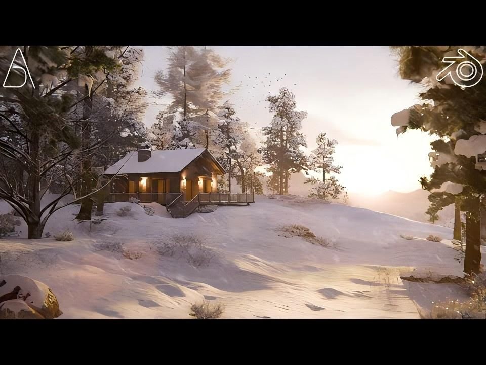【blender】写实风雪地小屋场景渲染