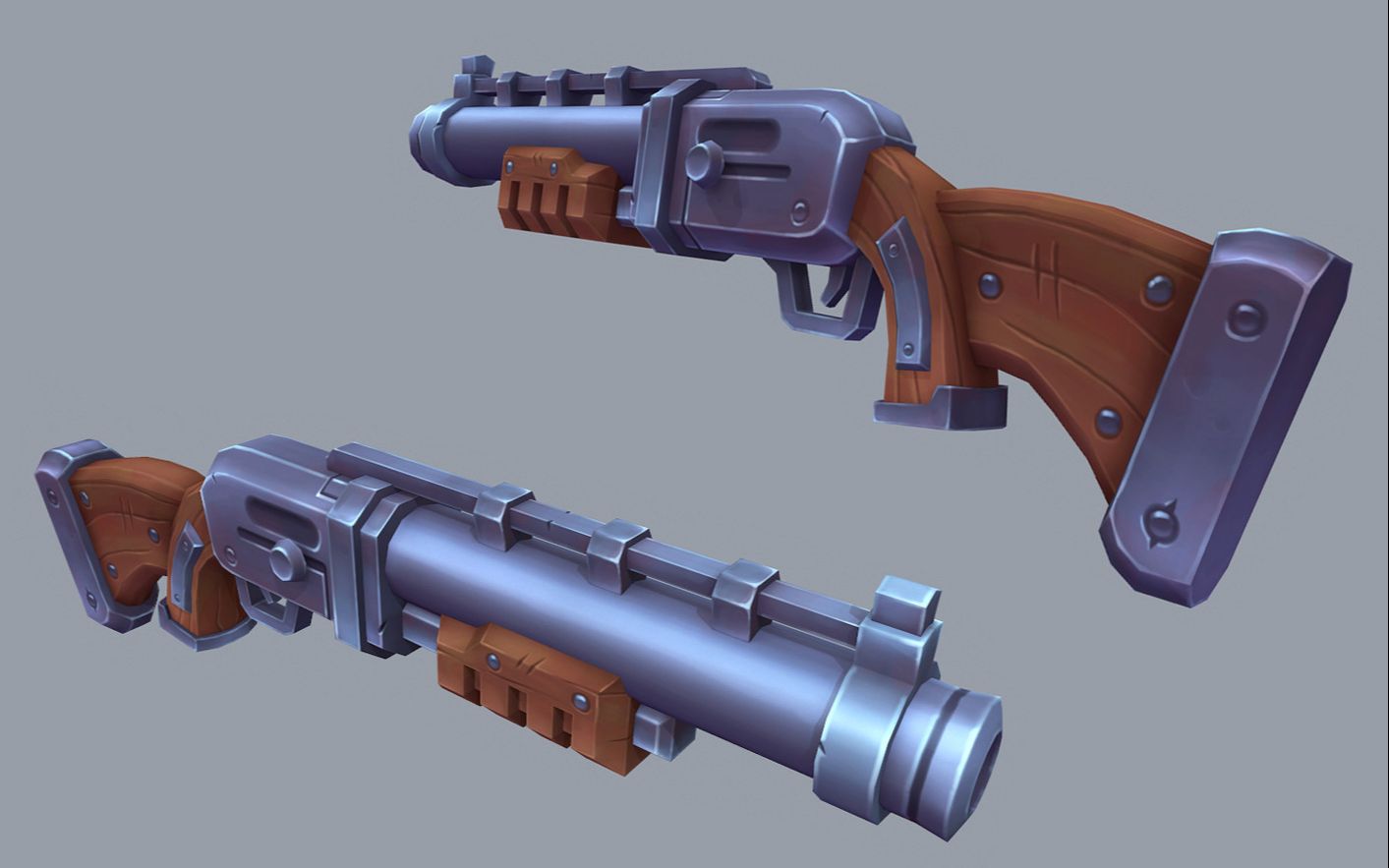 3dmax建模游戏武器模型制作教学金属加木质结构布线卡线技巧