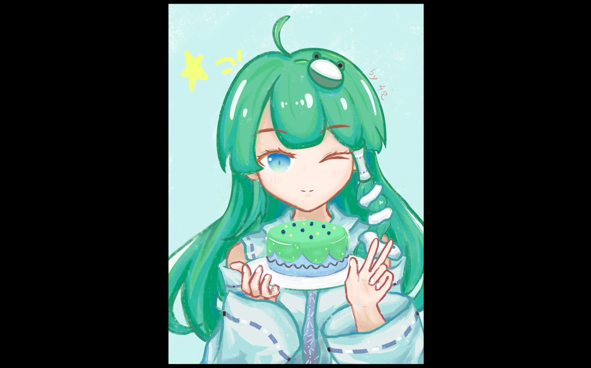 【procreate】当画渣尝试给自己画生日贺图(东风谷早苗)