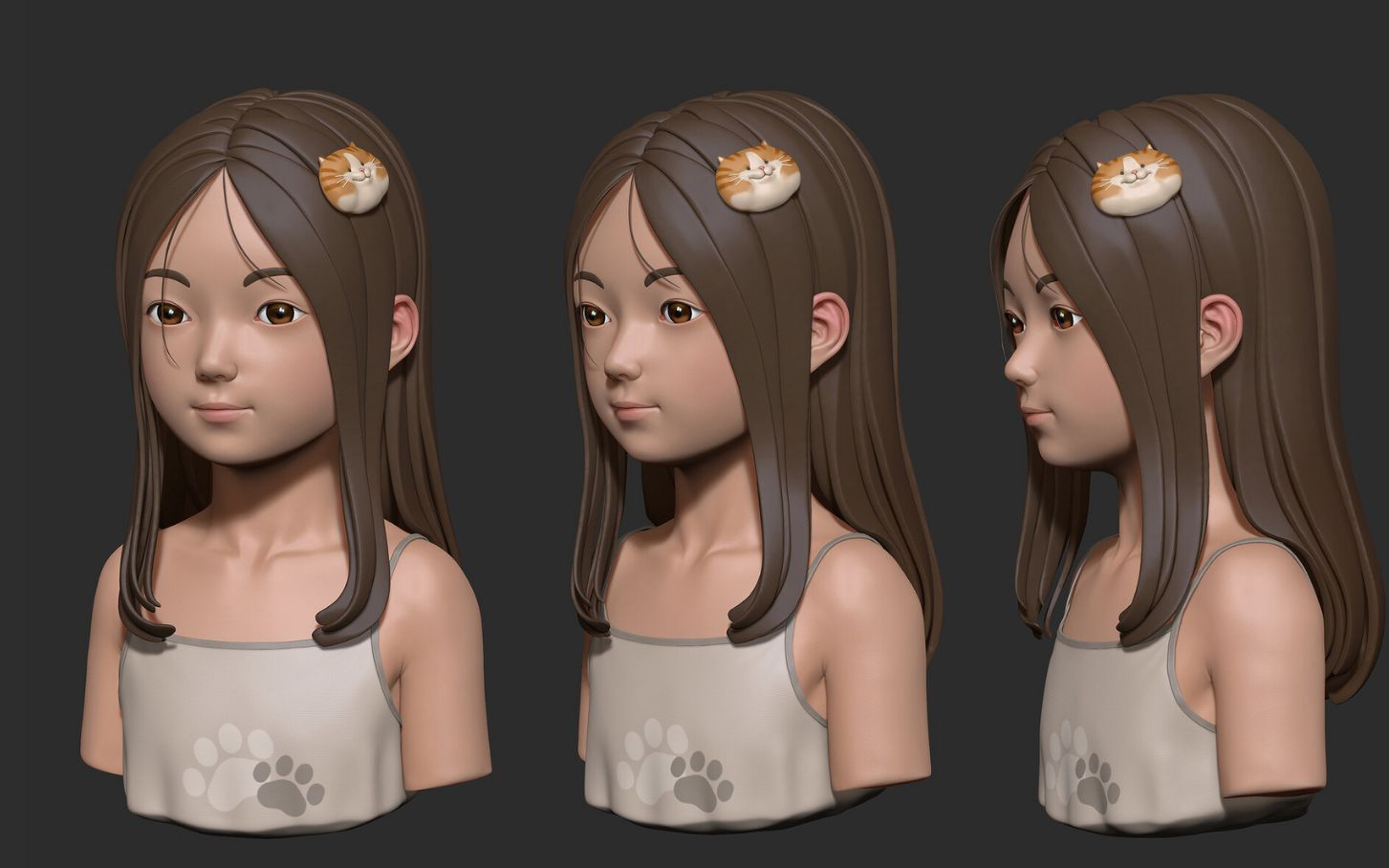 【zbrush雕刻】小女孩游戏模型角色建模,可可爱爱没有脑袋