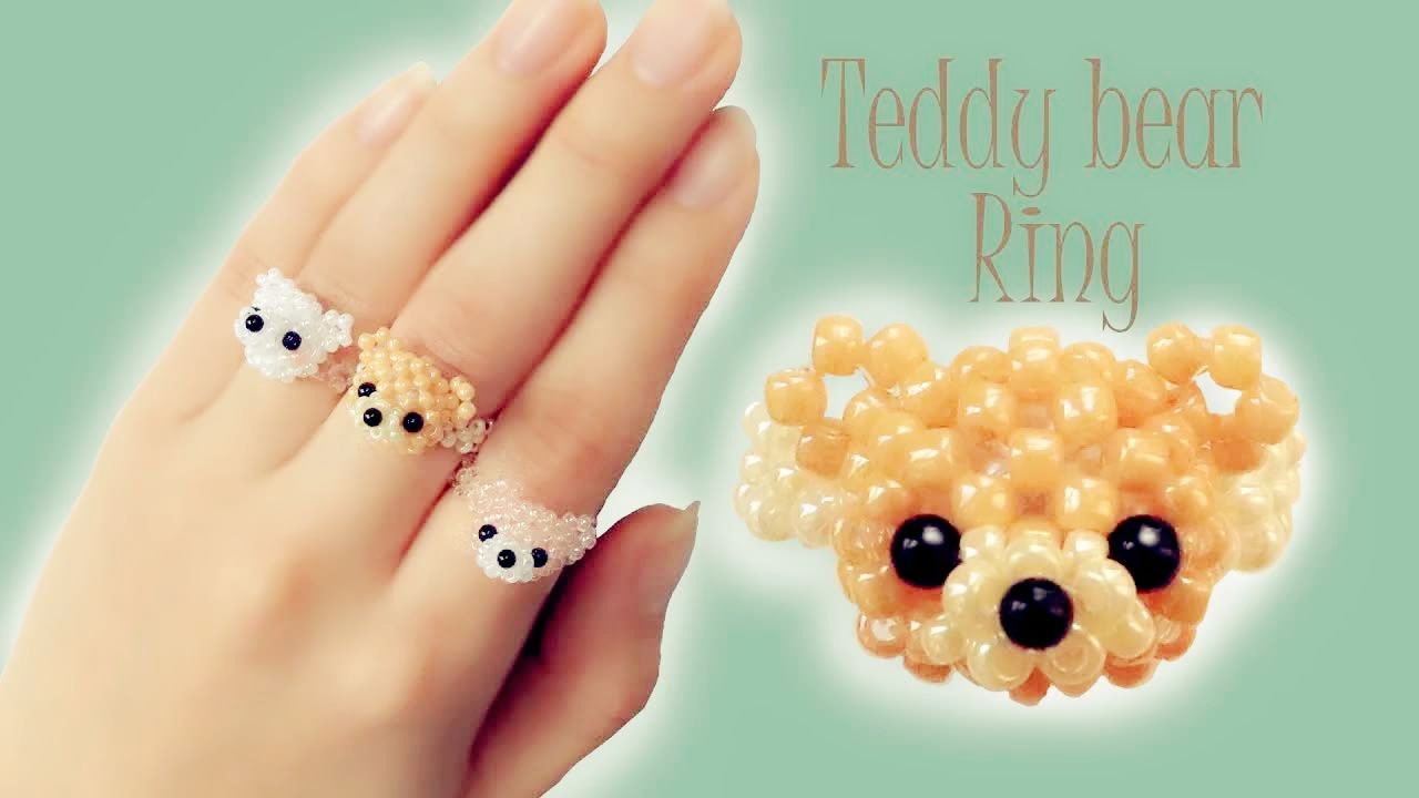 串珠教程-泰迪小熊立体串珠小戒指(材料尺寸见简介)