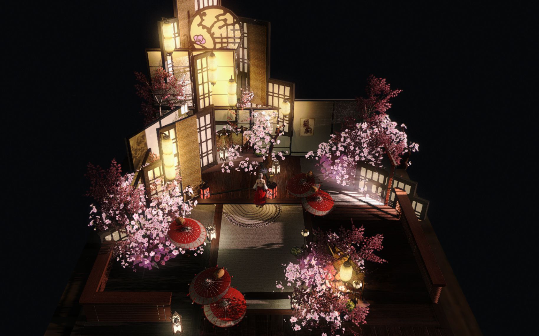 ff14装修 和风樱花庭院造景 异次元公寓