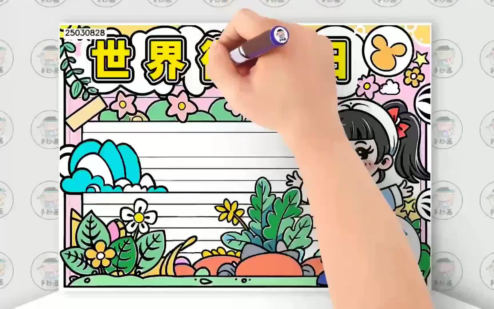 如何画世界微笑日手抄报作品模板,手把手画美观的世界微笑日手抄报