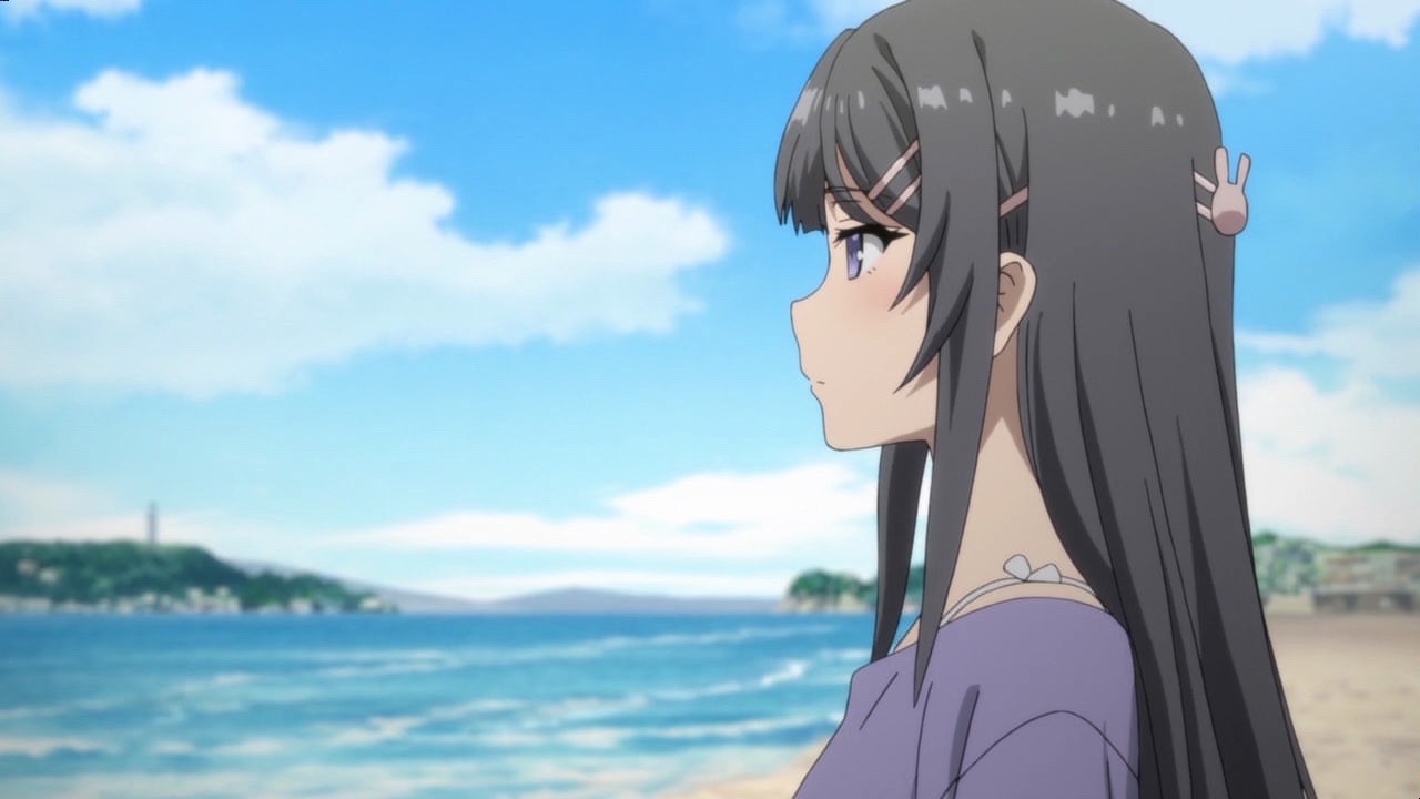 学姐侧脸吹海风咲太看书发现学姐兔女郎装扮