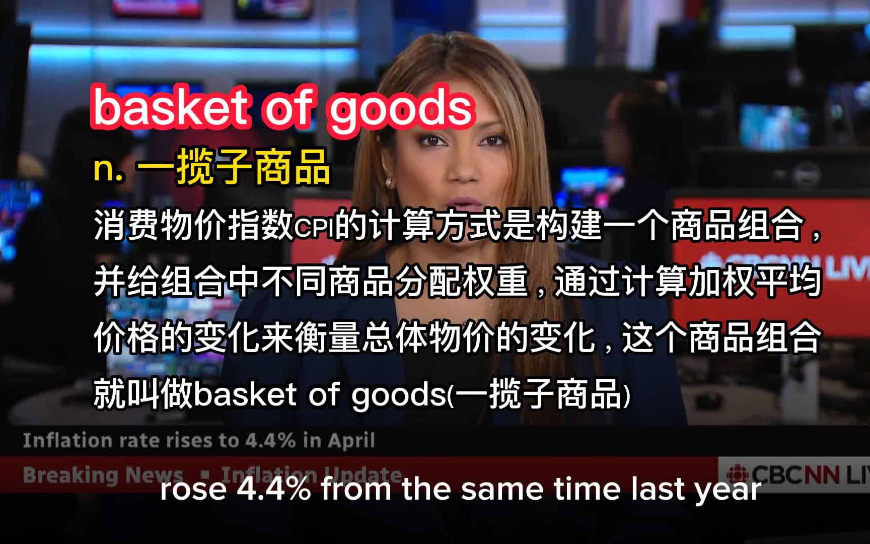 财经英语新闻精听解析|加拿大4月通货膨胀率同比上涨4.4% Inflation rate rises to 4.4%  常速英语听力练习 单词短语解析哔哩哔哩bilibili