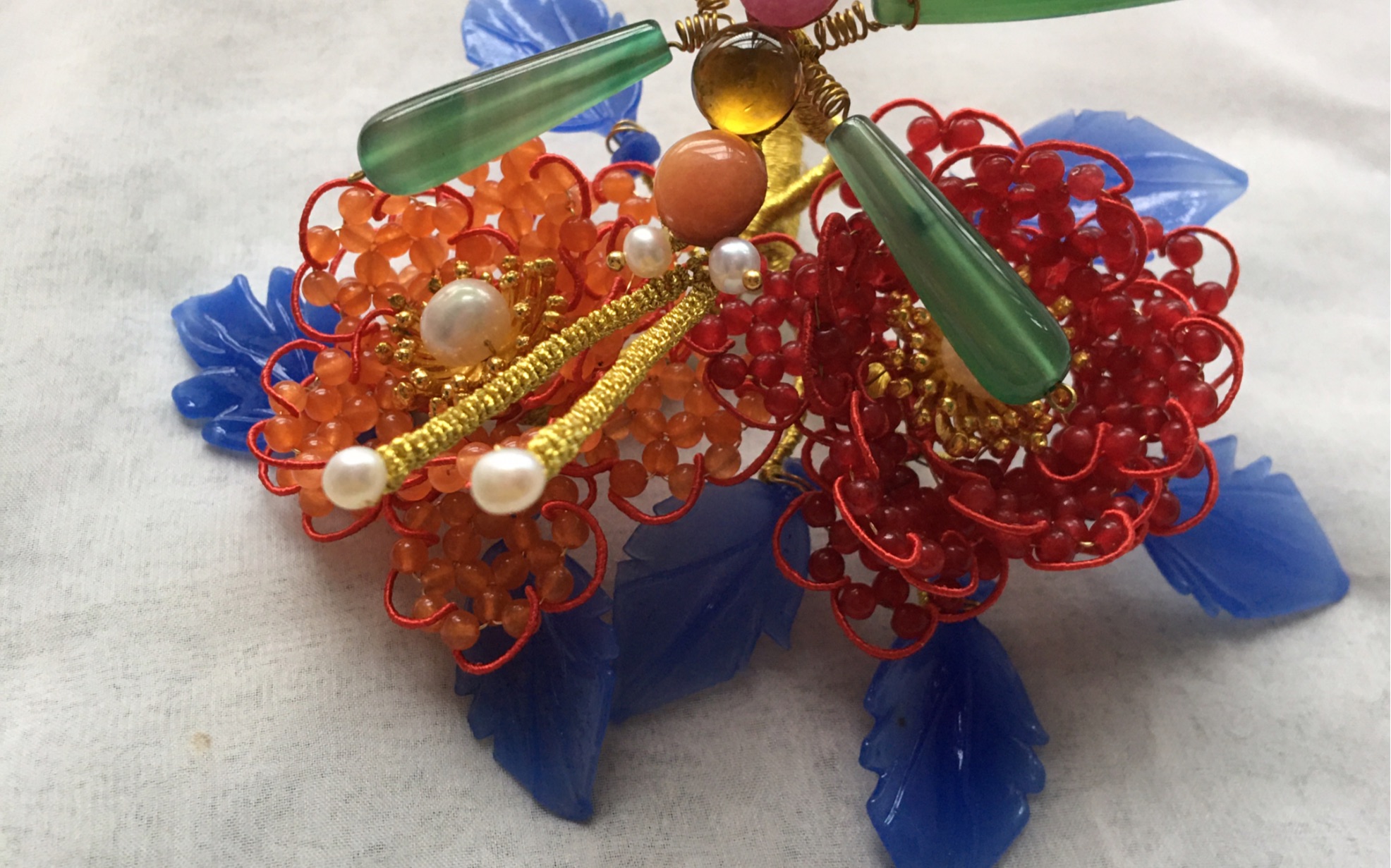 辑珠牡丹蜻蜓多宝簪