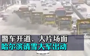 Download Video: 警车开道，大片场面，哈尔滨清雪大军出动