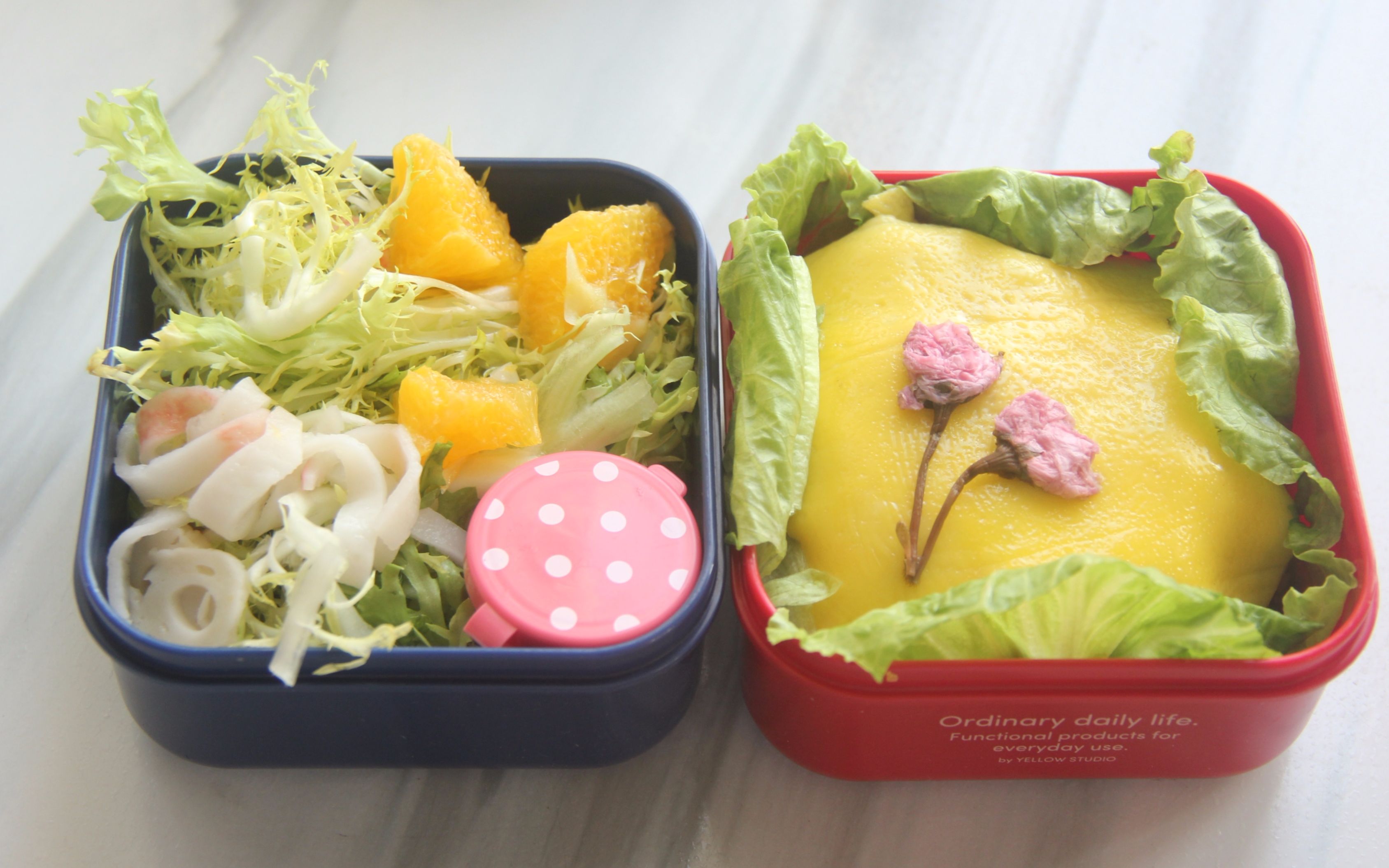 【番茄芝士蛋包饭便当】/橙味苦菊沙拉/如何煎出一张完美蛋皮/盐渍