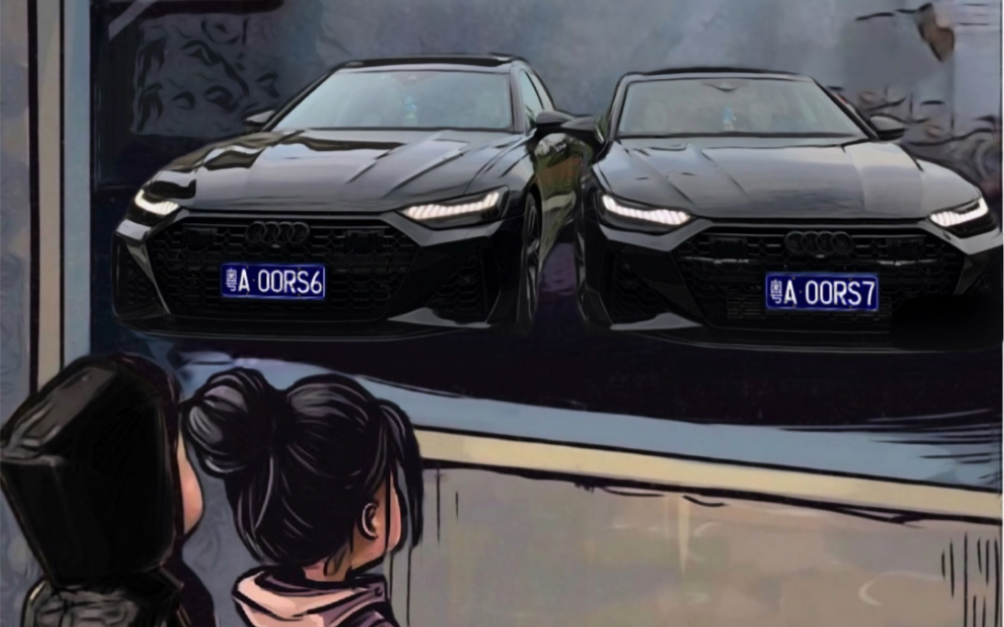 橱窗外看车小男孩