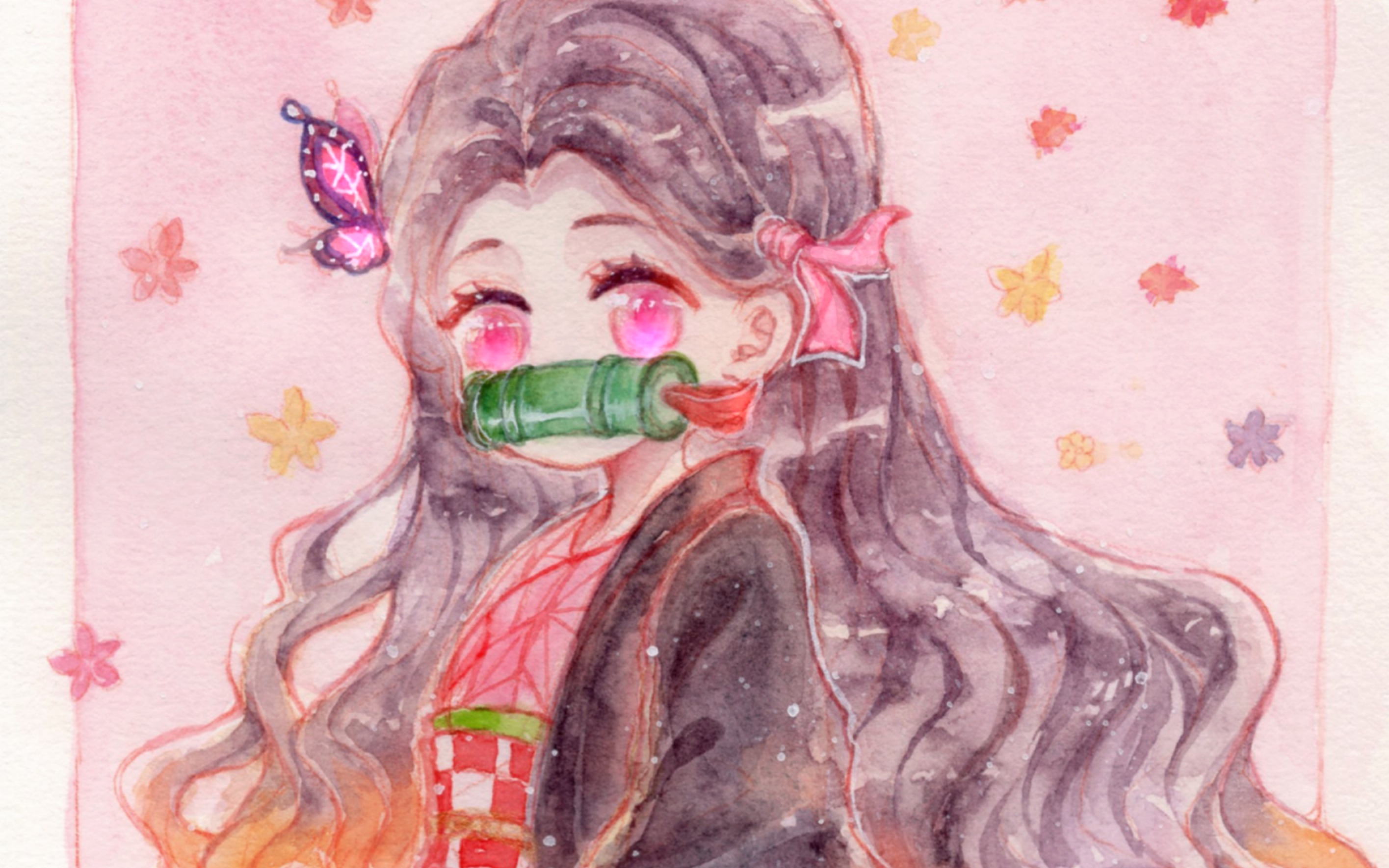 水彩过程来画一只可爱的祢豆子