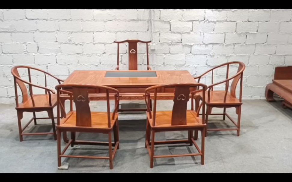 水波纹缅花1.8米茶桌