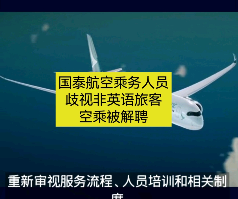 国泰航空乘务人员、歧视非说英语旅客、空乘被解雇哔哩哔哩bilibili