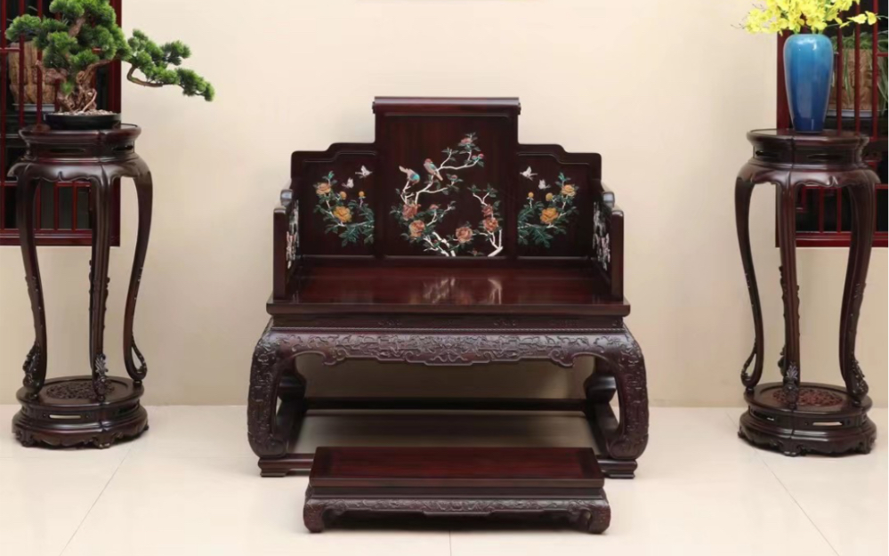 檀香紫檀,收藏精品宝座.百宝嵌