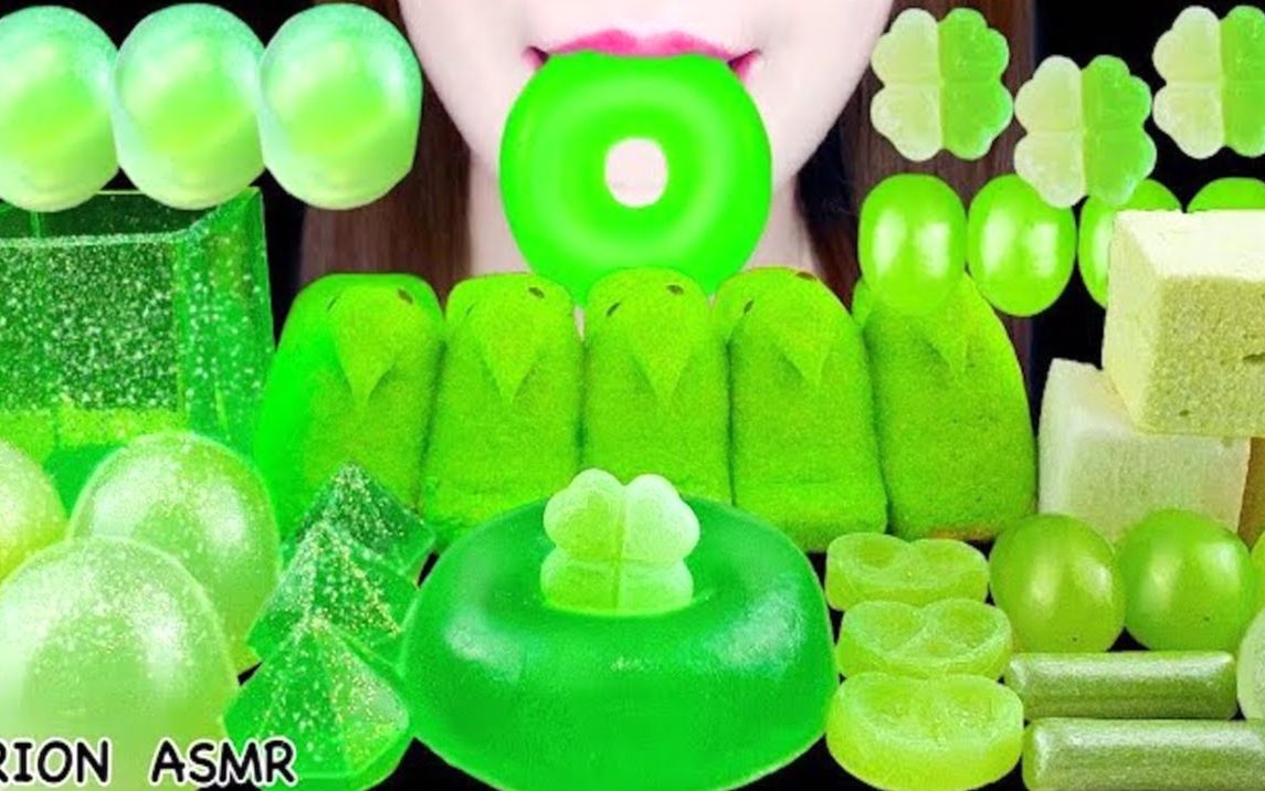 rion ☆ 绿色甜食之小鸡棉花糖,脆皮软糖,青葡萄,立方棉花糖,蜜瓜